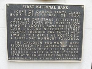 santa claus bank robbery plaque